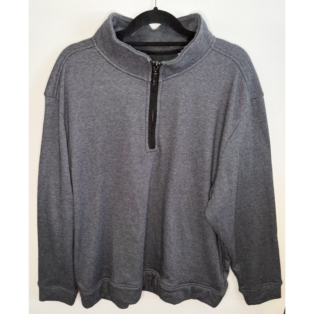 Tommy Bahama Glen Haven 1/4 Zip Pullover Sweater Gray Men's XXL 2XL Fleece Lined